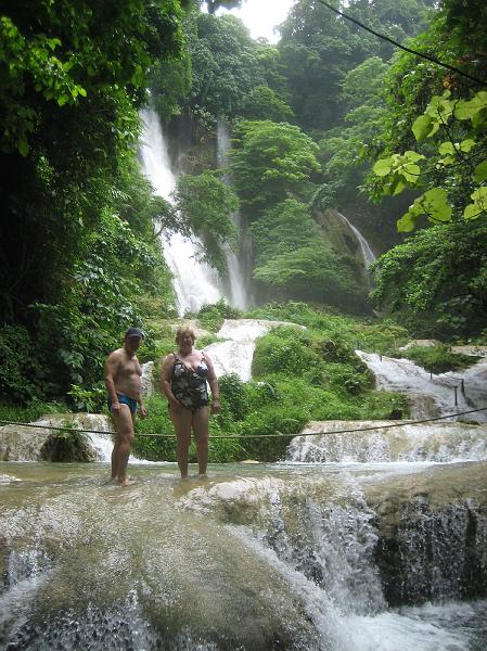 0405 Cascades.JPG - walking through the swirling water and swimming in natural spa pools - didn't seem to matter that it was raining!